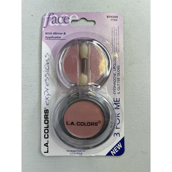 LA Colors Eyeshadow Lipgloss Glitter Gloss Mirror Compact Pink New - Picture 1 of 2